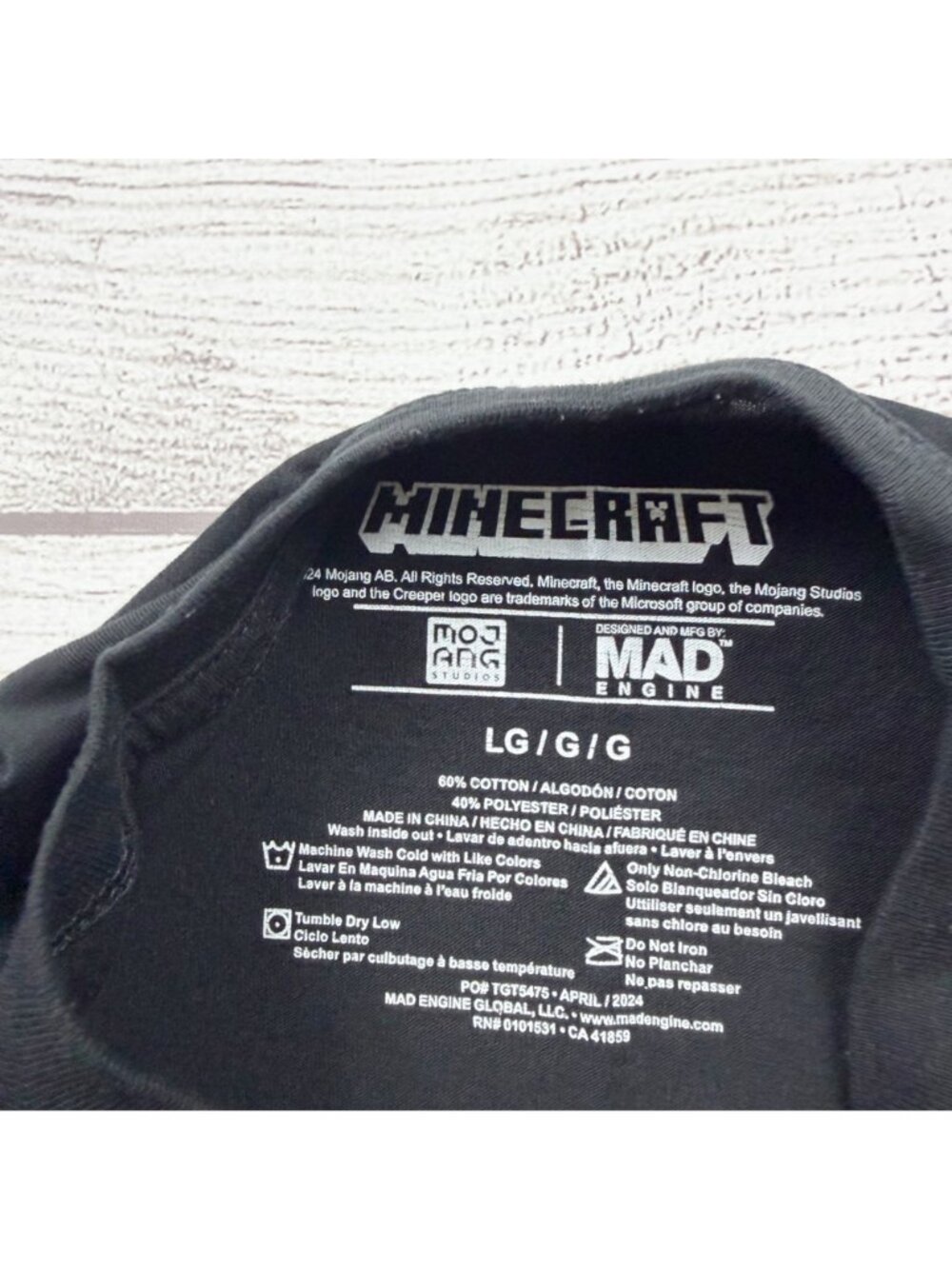 Minecraft Mojang Boys Black T-Shirt Character Print Cotton Blend L - Picture 2 of 3